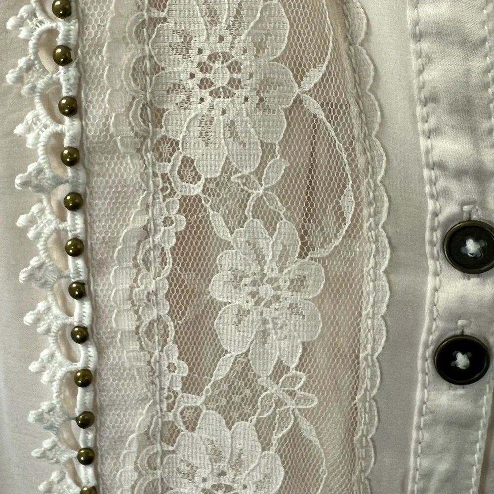 Pilcro the Quincy Cream Lace Button-Down Blouse - Picture 7 of 8
